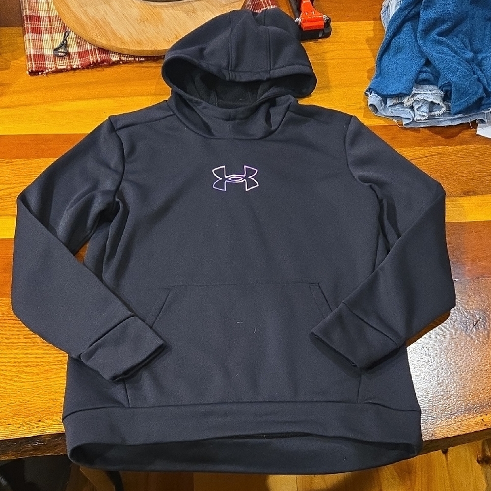 Under Armour Black Hoodie with Purple Emblem